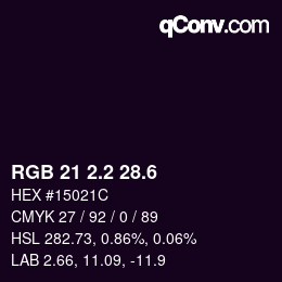 カラーコード: RGB 21 2.2 28.6 | qconv.com