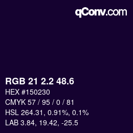 カラーコード: RGB 21 2.2 48.6 | qconv.com