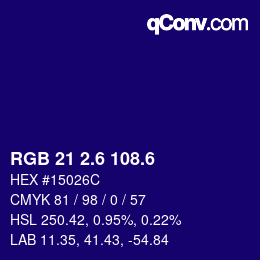 カラーコード: RGB 21 2.6 108.6 | qconv.com