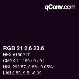 カラーコード: RGB 21 2.6 23.6 | qconv.com