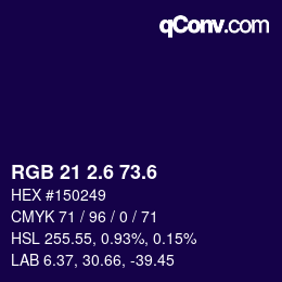カラーコード: RGB 21 2.6 73.6 | qconv.com