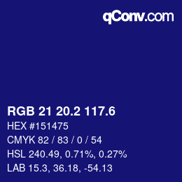 カラーコード: RGB 21 20.2 117.6 | qconv.com