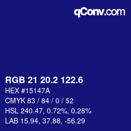 カラーコード: RGB 21 20.2 122.6 | qconv.com