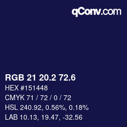 カラーコード: RGB 21 20.2 72.6 | qconv.com