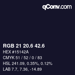 カラーコード: RGB 21 20.6 42.6 | qconv.com