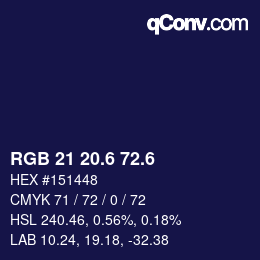 カラーコード: RGB 21 20.6 72.6 | qconv.com