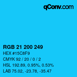Color code: RGB 21 200 249 | qconv.com