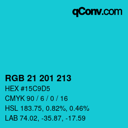 Color code: RGB 21 201 213 | qconv.com