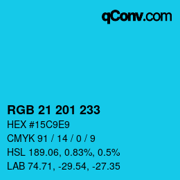 Color code: RGB 21 201 233 | qconv.com