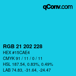 カラーコード: RGB 21 202 228 | qconv.com
