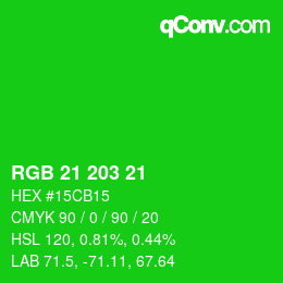 Color code: RGB 21 203 21 | qconv.com