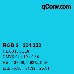 Color code: RGB 21 204 232 | qconv.com