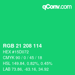 Color code: RGB 21 208 114 | qconv.com