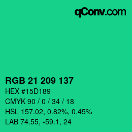 Color code: RGB 21 209 137 | qconv.com