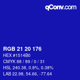 Color code: RGB 21 20 176 | qconv.com
