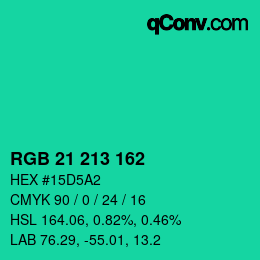 Color code: RGB 21 213 162 | qconv.com