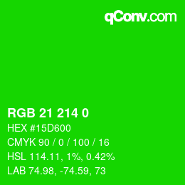 颜色代码: RGB 21 214 0 | qconv.com