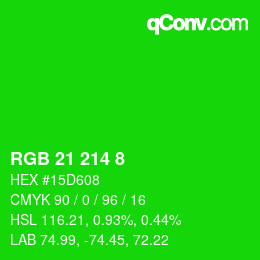 Color code: RGB 21 214 8 | qconv.com