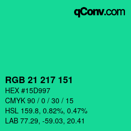 Color code: RGB 21 217 151 | qconv.com