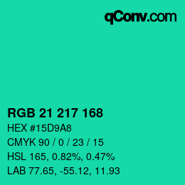 Color code: RGB 21 217 168 | qconv.com