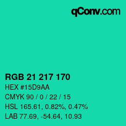 Color code: RGB 21 217 170 | qconv.com