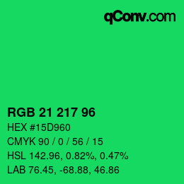 Color code: RGB 21 217 96 | qconv.com