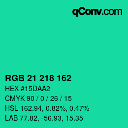 Color code: RGB 21 218 162 | qconv.com