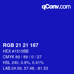 Color code: RGB 21 21 187 | qconv.com