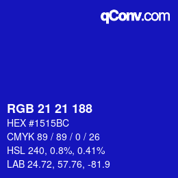 Color code: RGB 21 21 188 | qconv.com