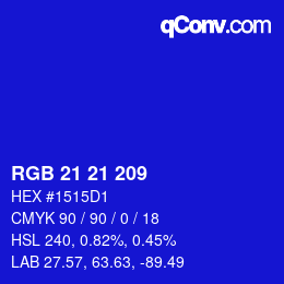 Color code: RGB 21 21 209 | qconv.com