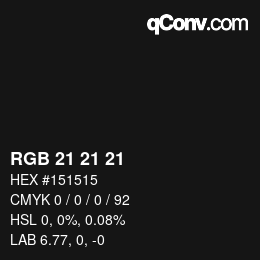 Farbcode: RGB 21 21 21 | qconv.com