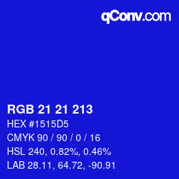 Color code: RGB 21 21 213 | qconv.com
