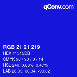 Color code: RGB 21 21 219 | qconv.com