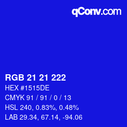 Color code: RGB 21 21 222 | qconv.com