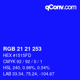 Color code: RGB 21 21 253 | qconv.com