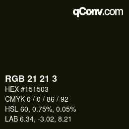 Color code: RGB 21 21 3 | qconv.com