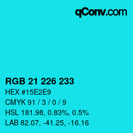 Color code: RGB 21 226 233 | qconv.com