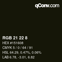 Color code: RGB 21 22 8 | qconv.com