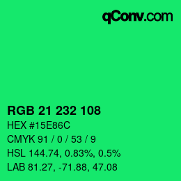 Color code: RGB 21 232 108 | qconv.com