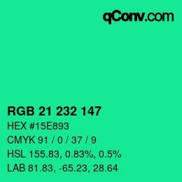Color code: RGB 21 232 147 | qconv.com
