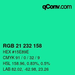 Color code: RGB 21 232 158 | qconv.com