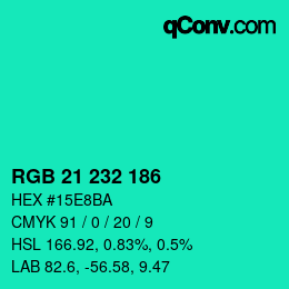 Color code: RGB 21 232 186 | qconv.com