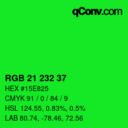 Color code: RGB 21 232 37 | qconv.com