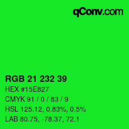 Color code: RGB 21 232 39 | qconv.com