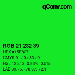 Color code: RGB 21 232 39 | qconv.com