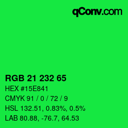 Color code: RGB 21 232 65 | qconv.com