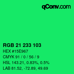 Farbcode: RGB 21 233 103 | qconv.com