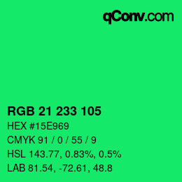 Color code: RGB 21 233 105 | qconv.com