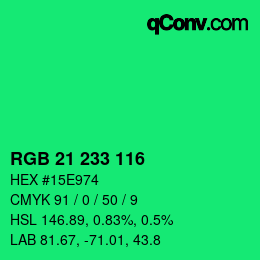 Color code: RGB 21 233 116 | qconv.com