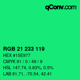 Color code: RGB 21 233 119 | qconv.com